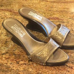 Ferragamo Bronze Slides